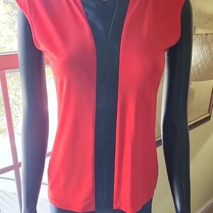 Reddish Orange and Black Women's Top